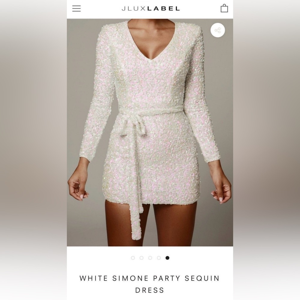 BNWT Jluxlabel White Simone Party Sequin mini dress